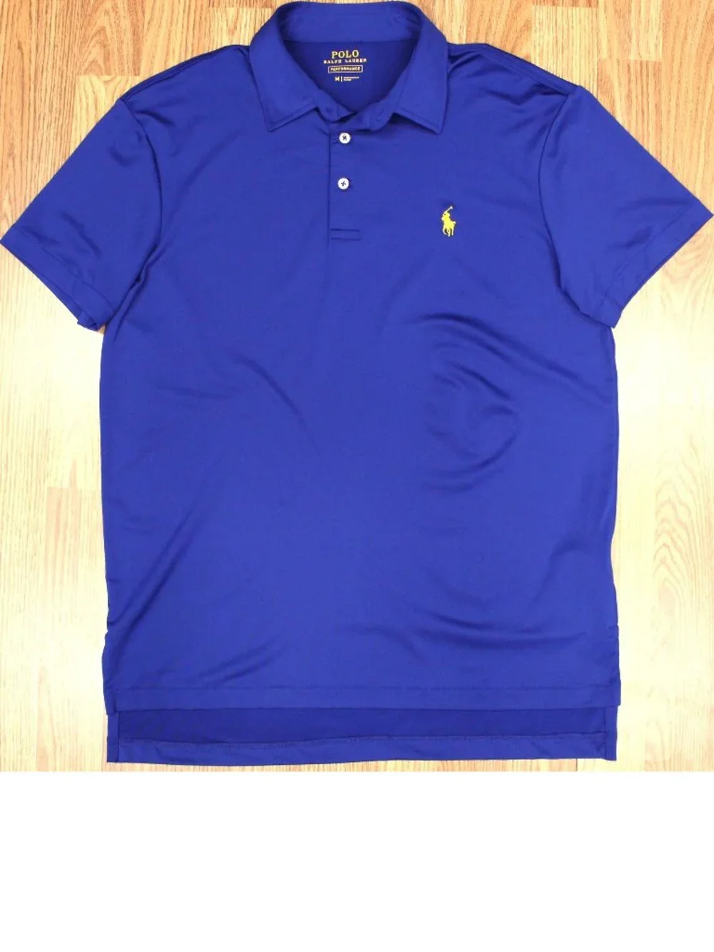 POLO RALPH LAUREN REGULAR FIT POLY/SPANDEX SHIRT DARK BLUE Sz MEDIUM, M